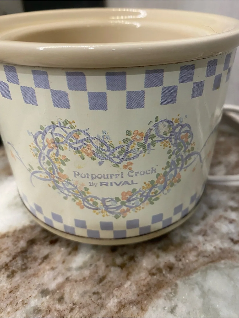 VTG 1988 Rival Potpourri Simmer Crock Pot 3206 Blue Heart